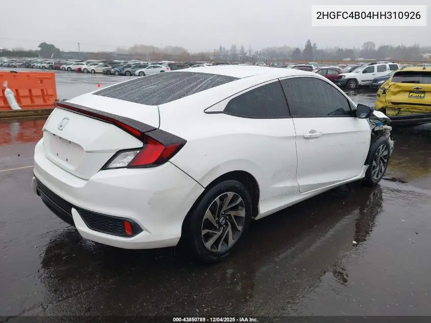 2HGFC4B04HH310926 2017 Honda Civic Lx-P