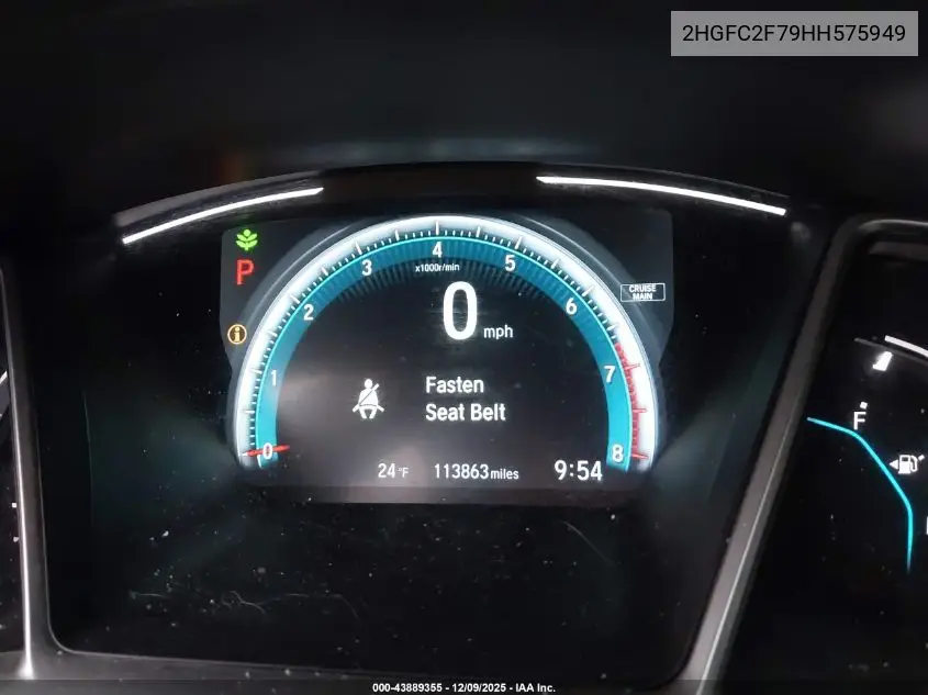2HGFC2F79HH575949 2017 Honda Civic Ex