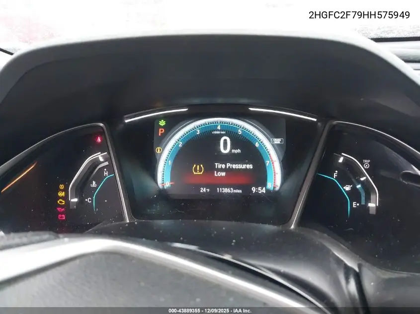 2HGFC2F79HH575949 2017 Honda Civic Ex