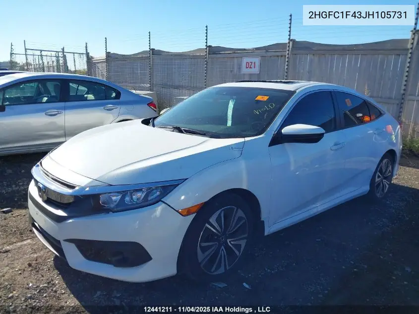 2HGFC1F43JH105731 2018 Honda Civic Ex-T