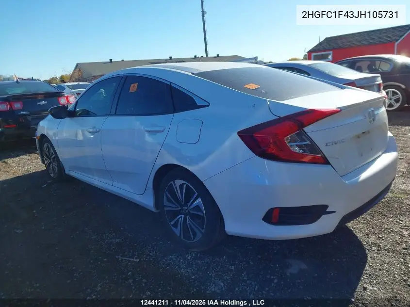 2HGFC1F43JH105731 2018 Honda Civic Ex-T