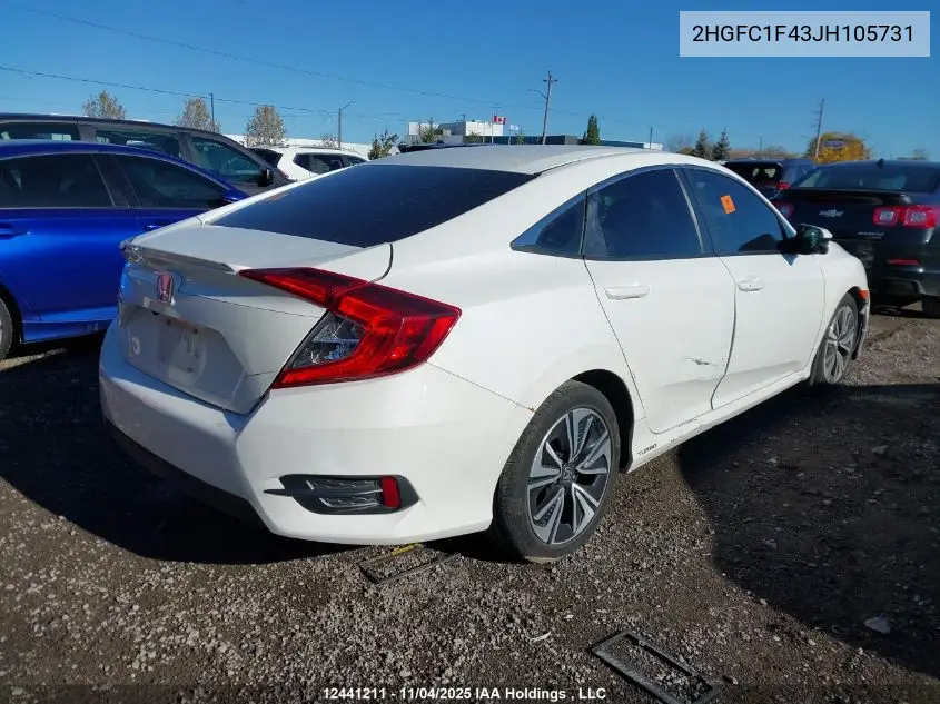 2HGFC1F43JH105731 2018 Honda Civic Ex-T