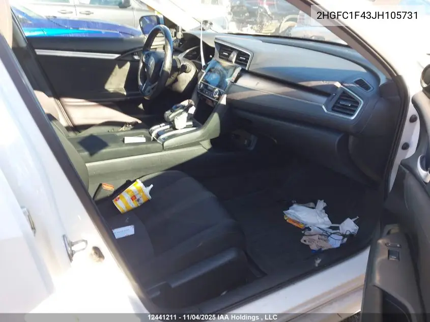 2HGFC1F43JH105731 2018 Honda Civic Ex-T