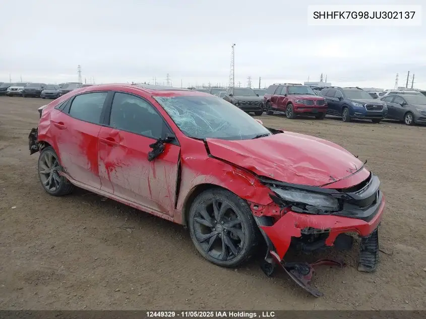 SHHFK7G98JU302137 2018 Honda Civic Sport Touring