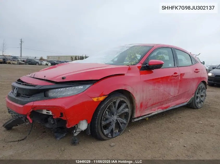 SHHFK7G98JU302137 2018 Honda Civic Sport Touring