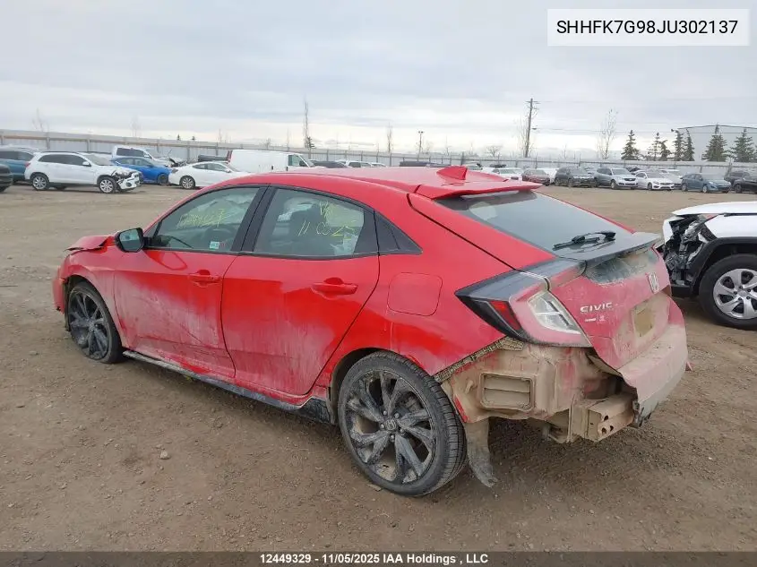 SHHFK7G98JU302137 2018 Honda Civic Sport Touring