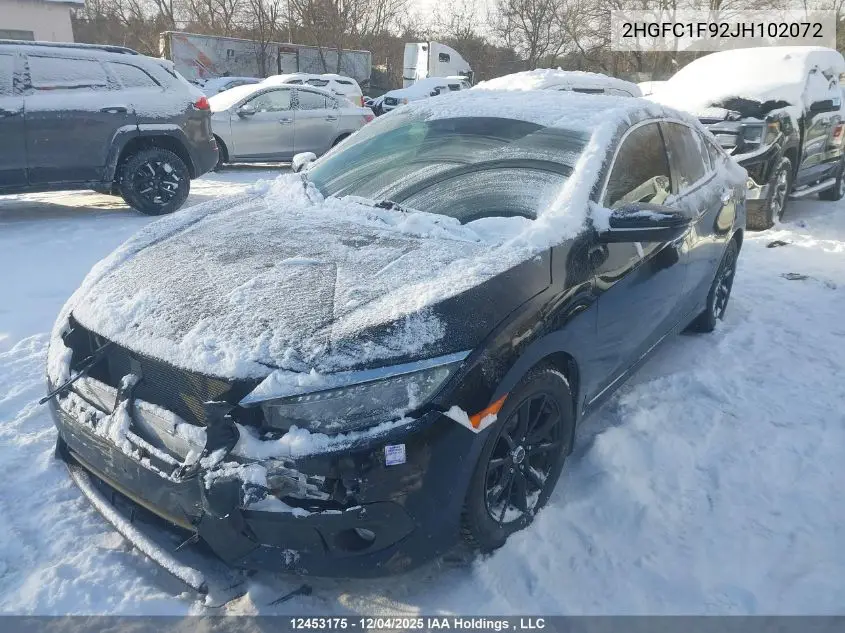 2HGFC1F92JH102072 2018 Honda Civic Touring