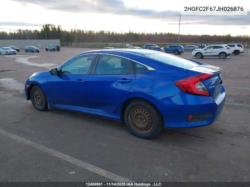 2HGFC2F67JH026876 2018 Honda Civic Se