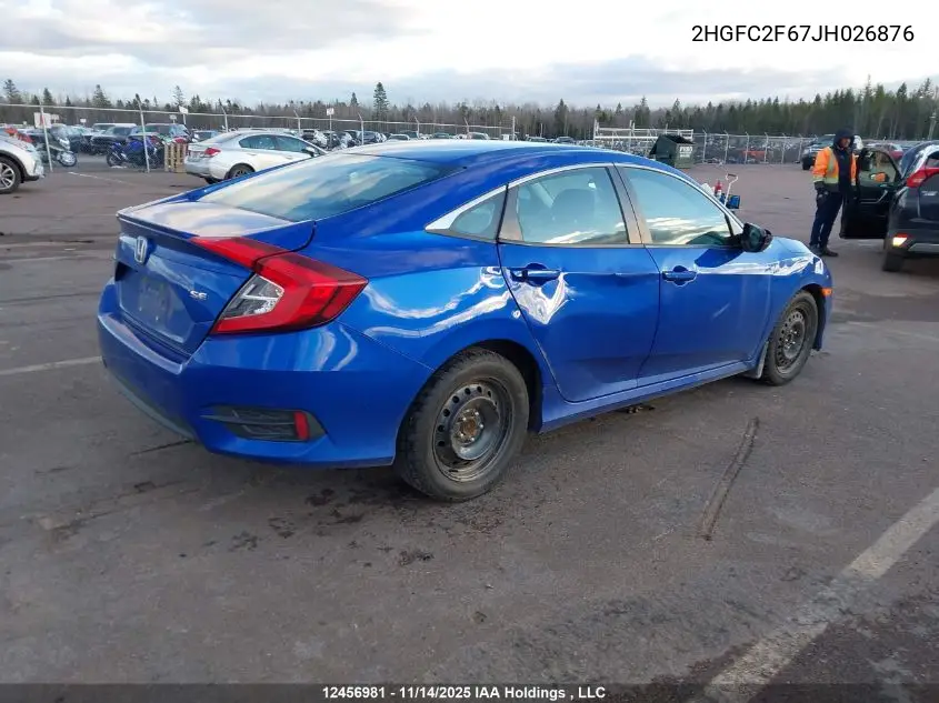 2HGFC2F67JH026876 2018 Honda Civic Se