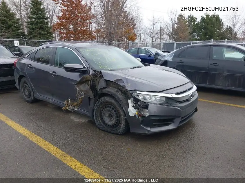2HGFC2F50JH021753 2018 Honda Civic Lx