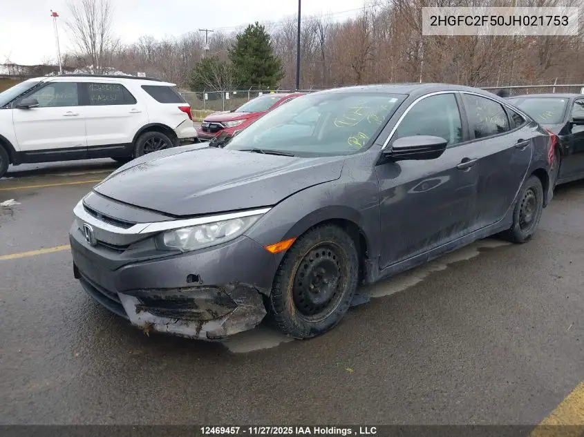 2HGFC2F50JH021753 2018 Honda Civic Lx