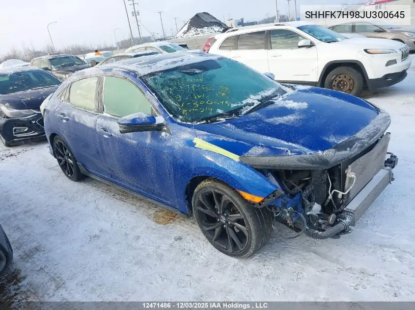 SHHFK7H98JU300645 2018 Honda Civic Sport Touring
