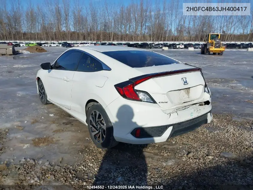 2HGFC4B63JH400417 2018 Honda Civic Lx
