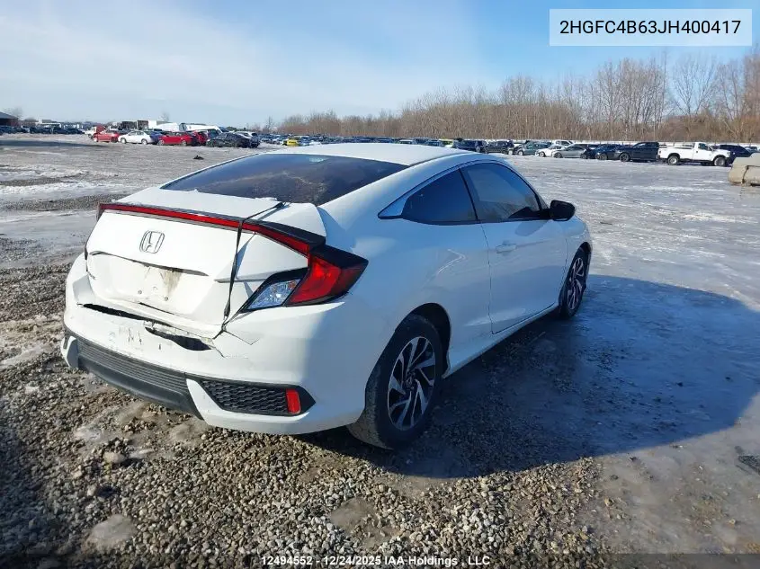 2HGFC4B63JH400417 2018 Honda Civic Lx