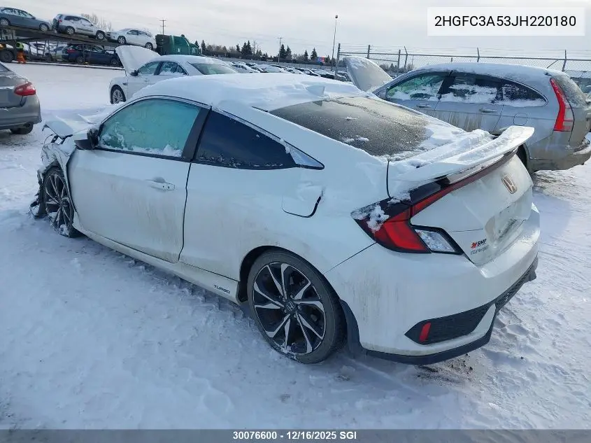 2HGFC3A53JH220180 2018 Honda Civic Si