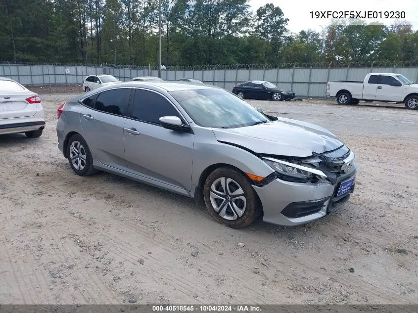 19XFC2F5XJE019230 2018 Honda Civic Lx