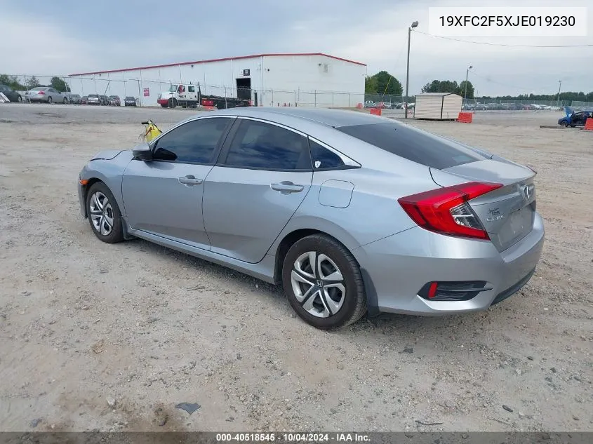 19XFC2F5XJE019230 2018 Honda Civic Lx