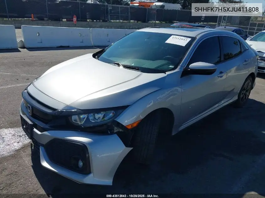 SHHFK7H5XJU411808 2018 Honda Civic Ex