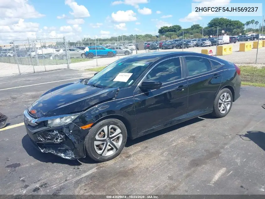 2HGFC2F54JH569237 2018 Honda Civic Lx