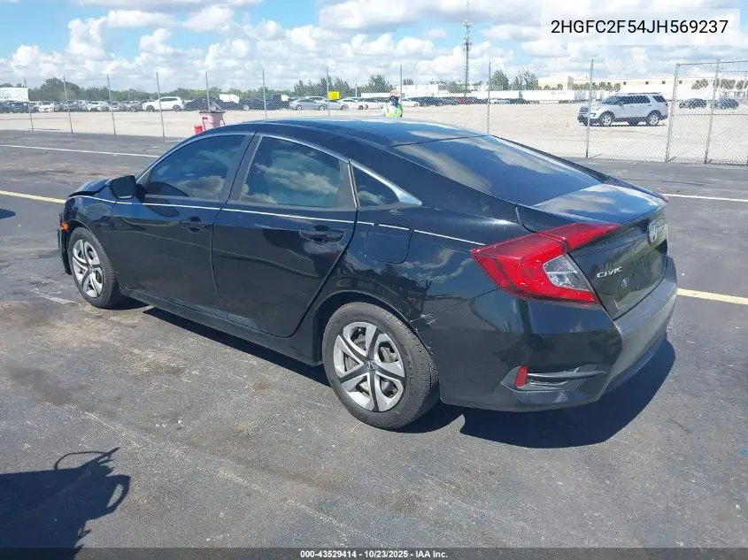 2HGFC2F54JH569237 2018 Honda Civic Lx