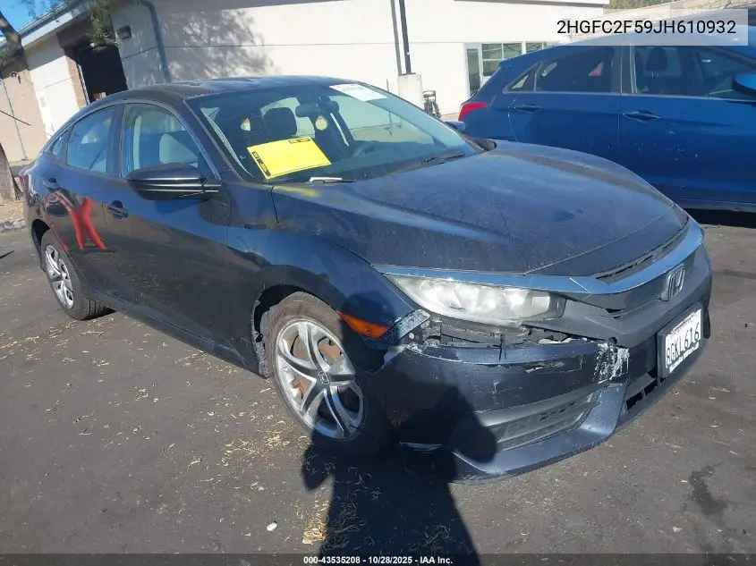 2HGFC2F59JH610932 2018 Honda Civic Lx