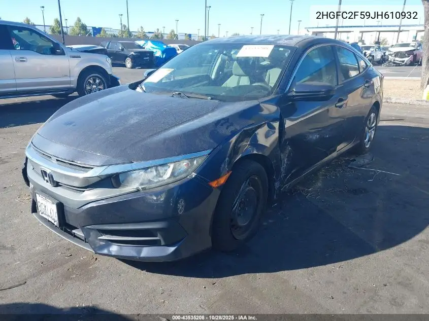 2HGFC2F59JH610932 2018 Honda Civic Lx