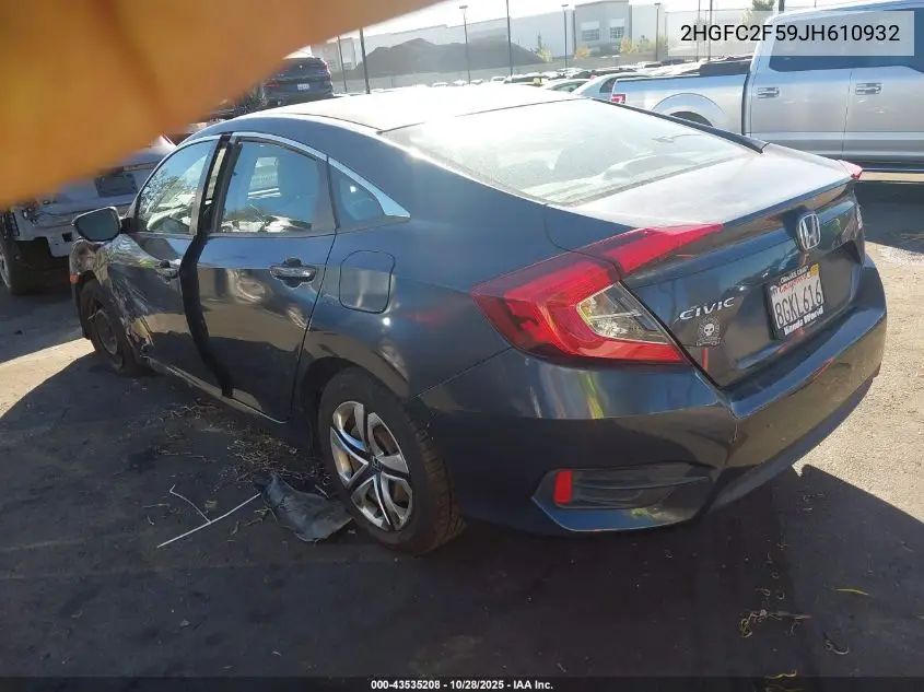 2HGFC2F59JH610932 2018 Honda Civic Lx