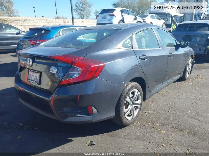 2HGFC2F59JH610932 2018 Honda Civic Lx