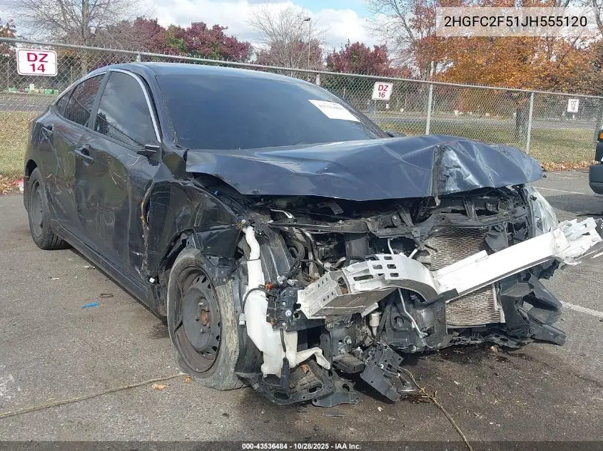2HGFC2F51JH555120 2018 Honda Civic Lx