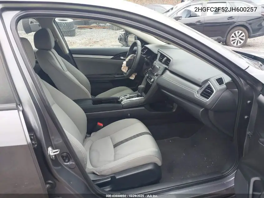 2HGFC2F52JH600257 2018 Honda Civic Lx