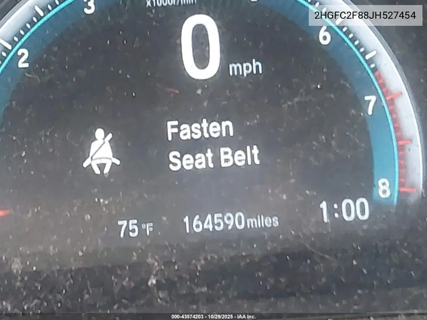 2HGFC2F88JH527454 2018 Honda Civic Ex