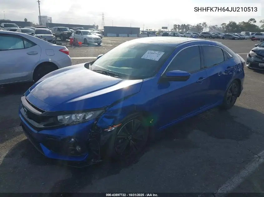 SHHFK7H64JU210513 2018 Honda Civic Ex