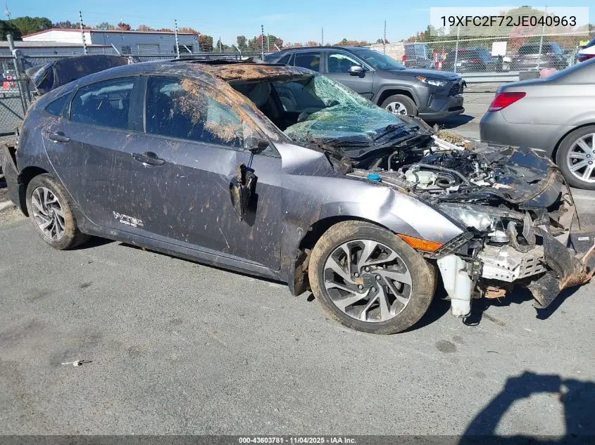 19XFC2F72JE040963 2018 Honda Civic Ex