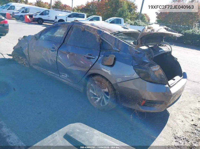 19XFC2F72JE040963 2018 Honda Civic Ex