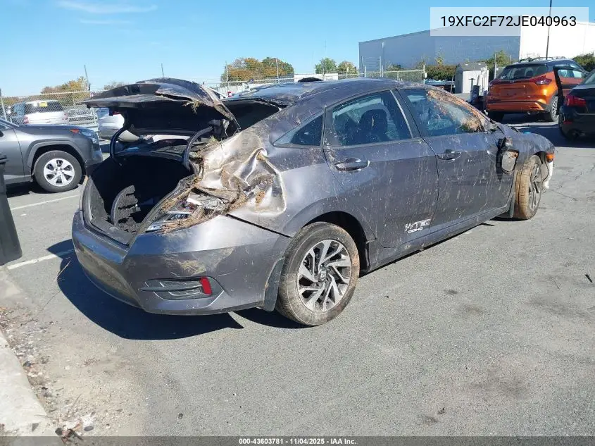 19XFC2F72JE040963 2018 Honda Civic Ex