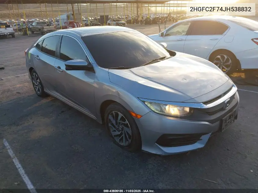 2HGFC2F74JH538832 2018 Honda Civic Ex