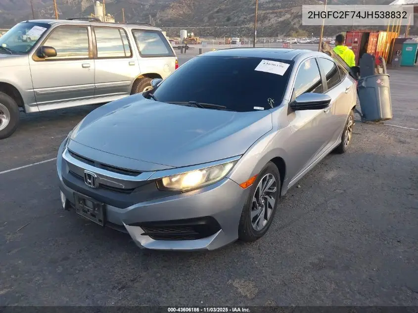 2HGFC2F74JH538832 2018 Honda Civic Ex