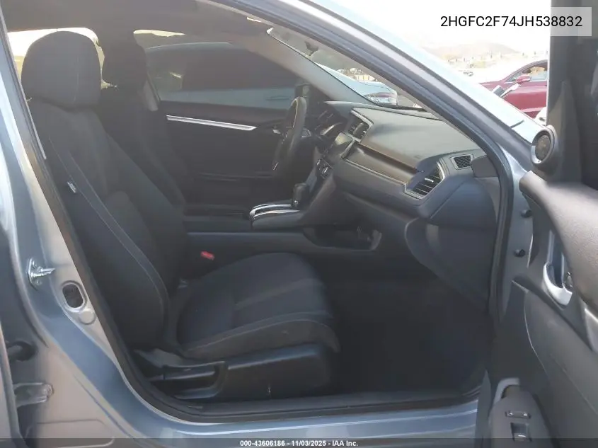2HGFC2F74JH538832 2018 Honda Civic Ex
