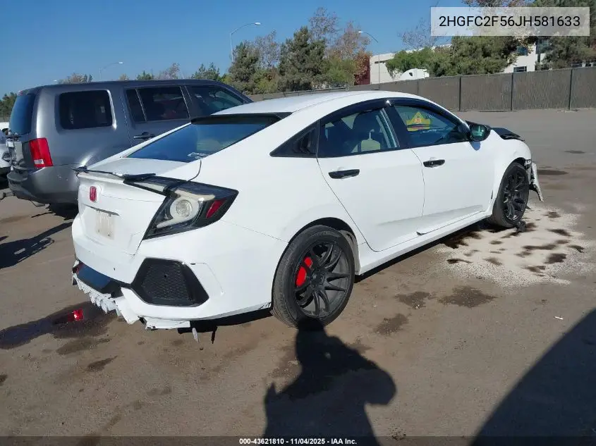 2HGFC2F56JH581633 2018 Honda Civic Lx