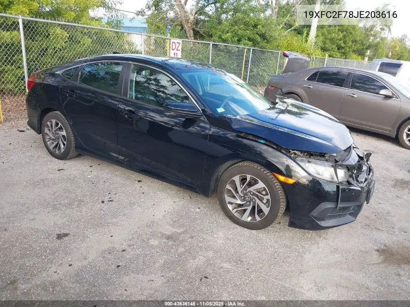 19XFC2F78JE203616 2018 Honda Civic Ex