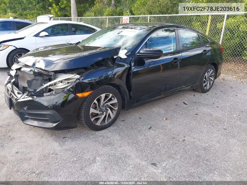 19XFC2F78JE203616 2018 Honda Civic Ex