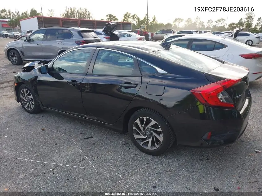 19XFC2F78JE203616 2018 Honda Civic Ex