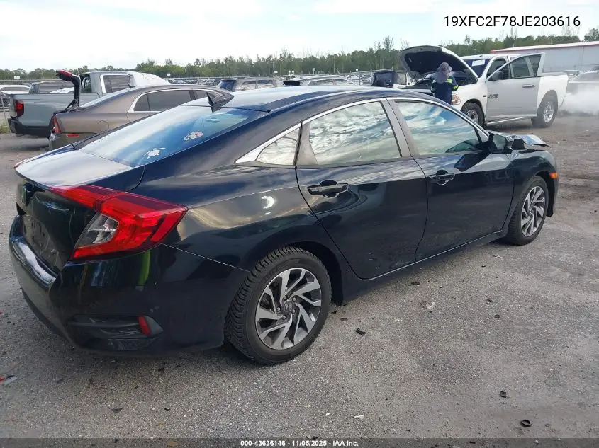 19XFC2F78JE203616 2018 Honda Civic Ex
