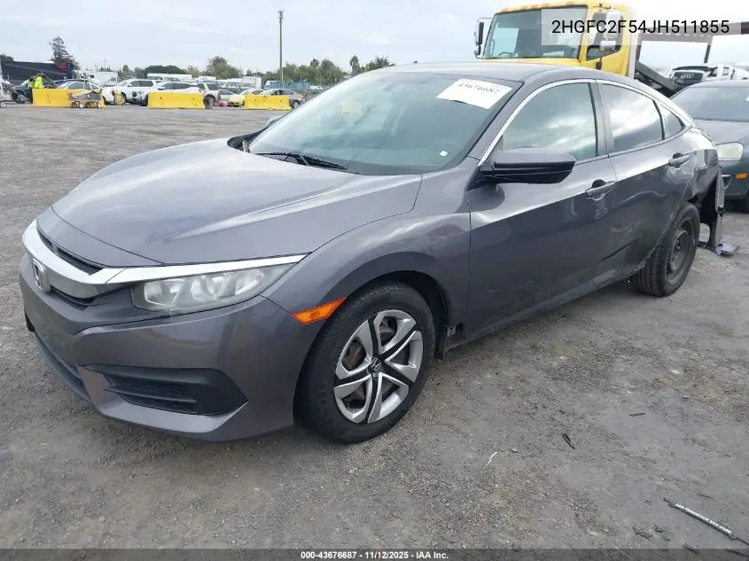 2HGFC2F54JH511855 2018 Honda Civic Lx