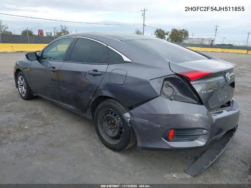 2HGFC2F54JH511855 2018 Honda Civic Lx