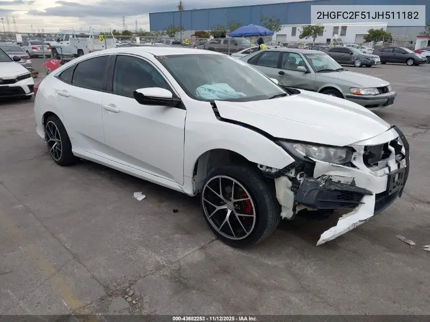2HGFC2F51JH511182 2018 Honda Civic Lx
