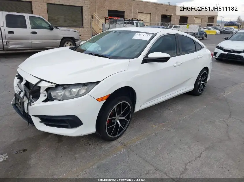 2HGFC2F51JH511182 2018 Honda Civic Lx