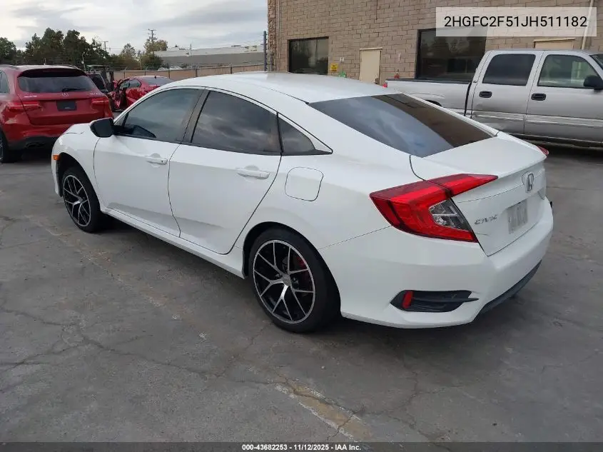 2HGFC2F51JH511182 2018 Honda Civic Lx