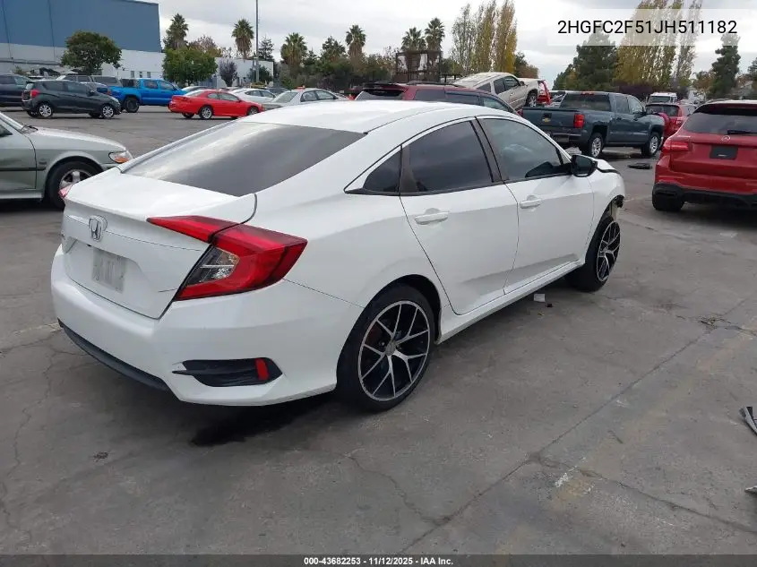 2HGFC2F51JH511182 2018 Honda Civic Lx