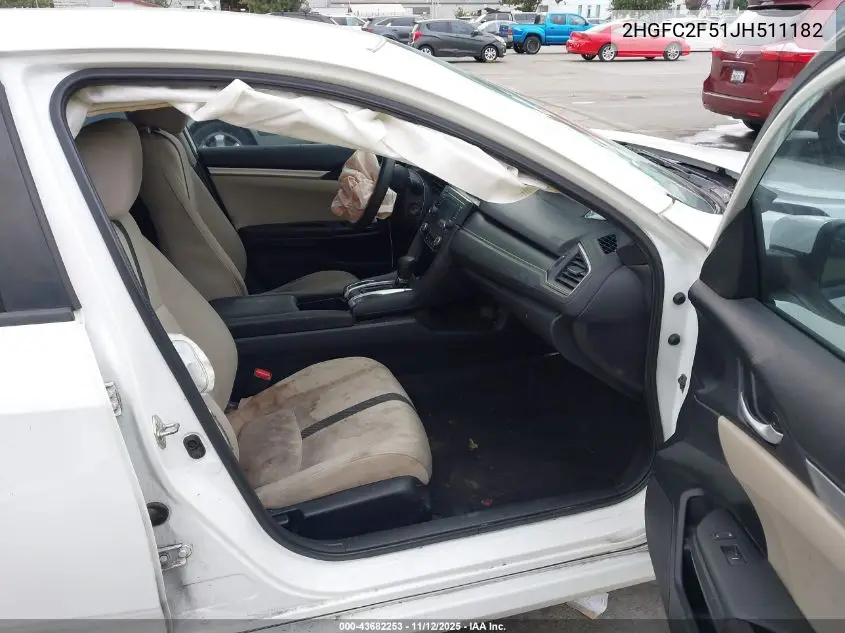 2HGFC2F51JH511182 2018 Honda Civic Lx